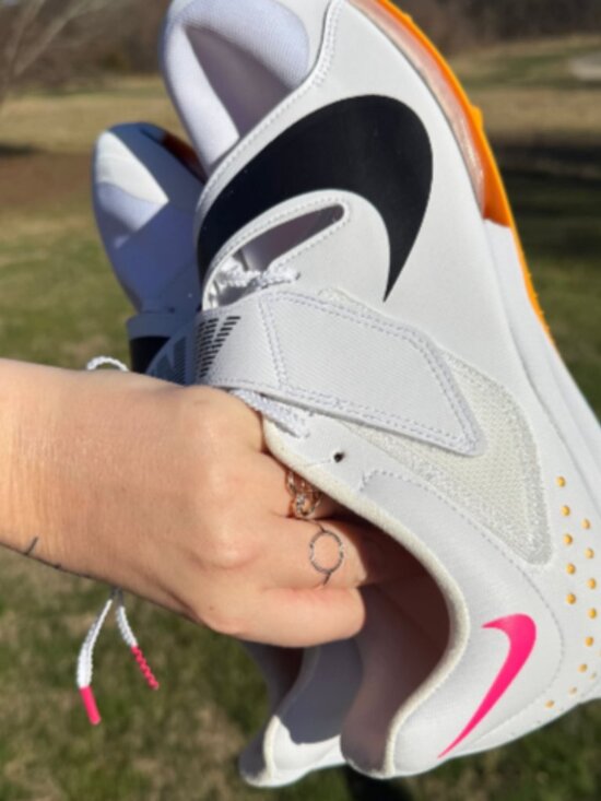 Nike Track Spikes Mens 13 White Orange Sprint Sport Core Running MS106